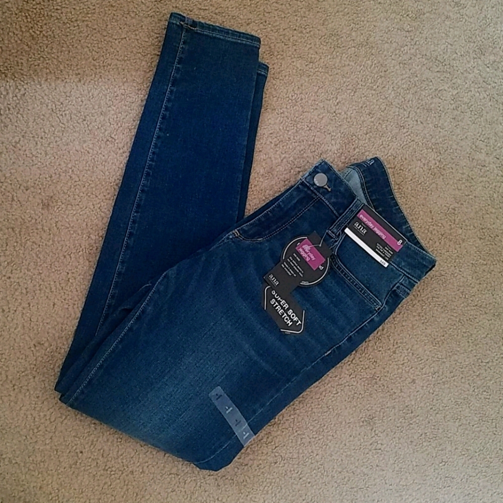 a.n.a Women's Skinny Jeans - Dark Blue Denim